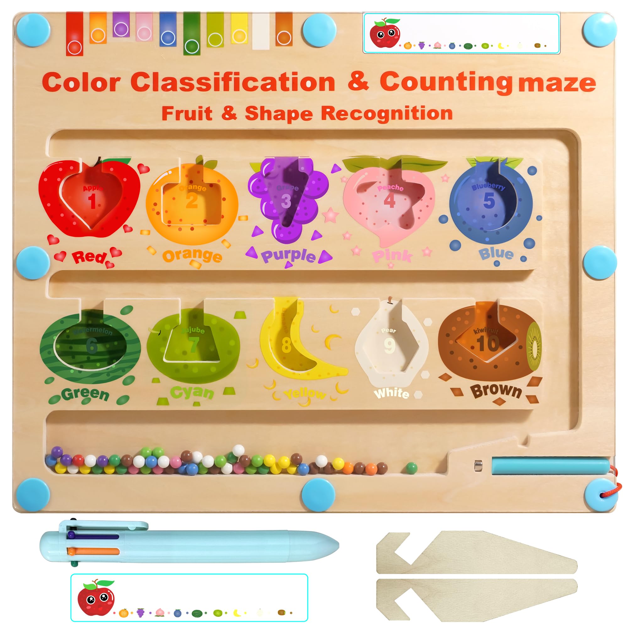 iwaki Magnetic Color and Number Maze - Montessori Wooden Color Sorting ...