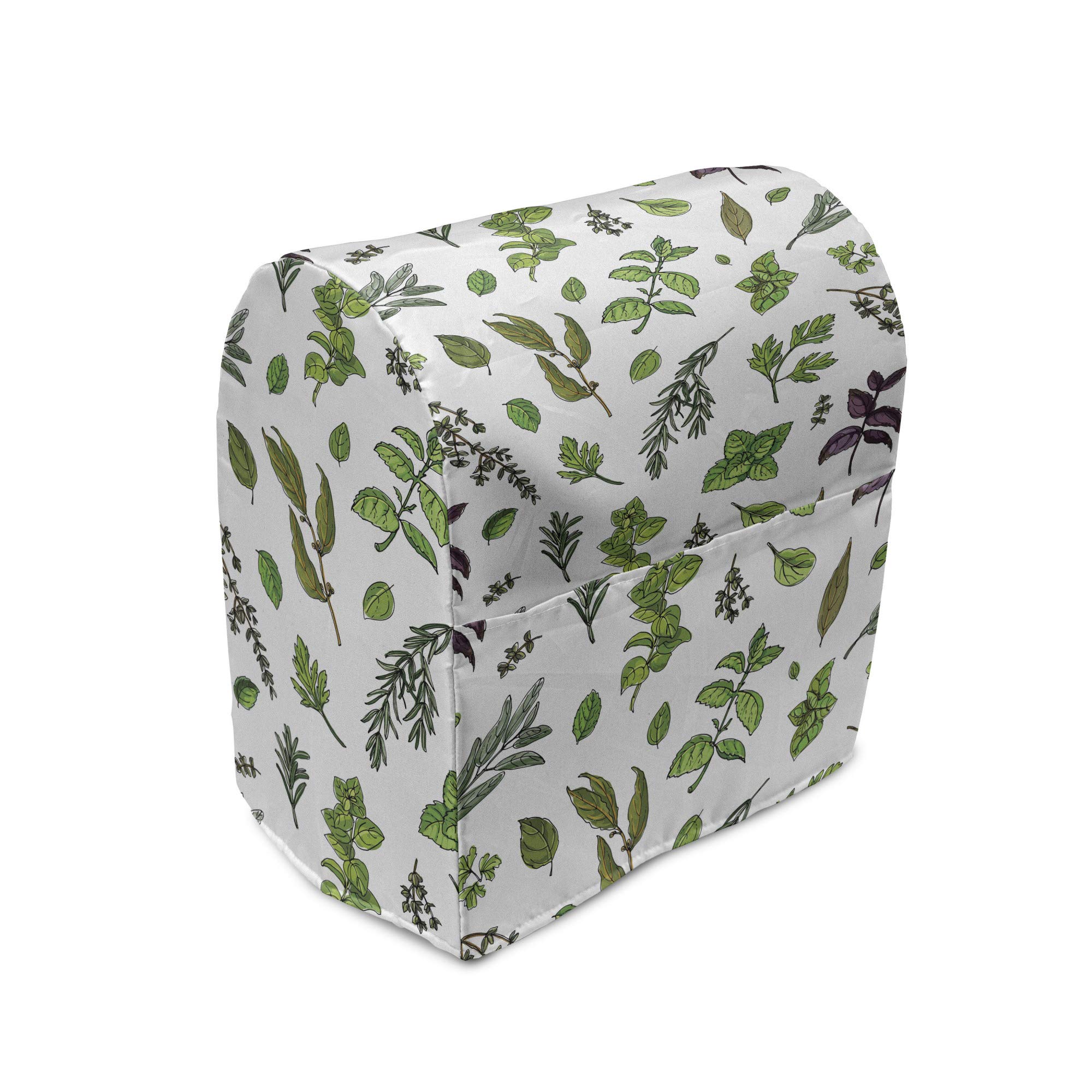 Ambesonne Mint Stand Mixer Cover, Culinary Herbs Cooking Ingredient Sage Thyme Oregano Pepper Parsle
