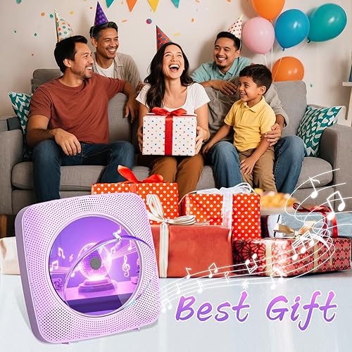 Miniatura 9 de Gueray Reproductor de CD portátil Bluetooth Reproductores de CD para el hogar Recargable de pared de escritorio Reproductor de CD portátil con