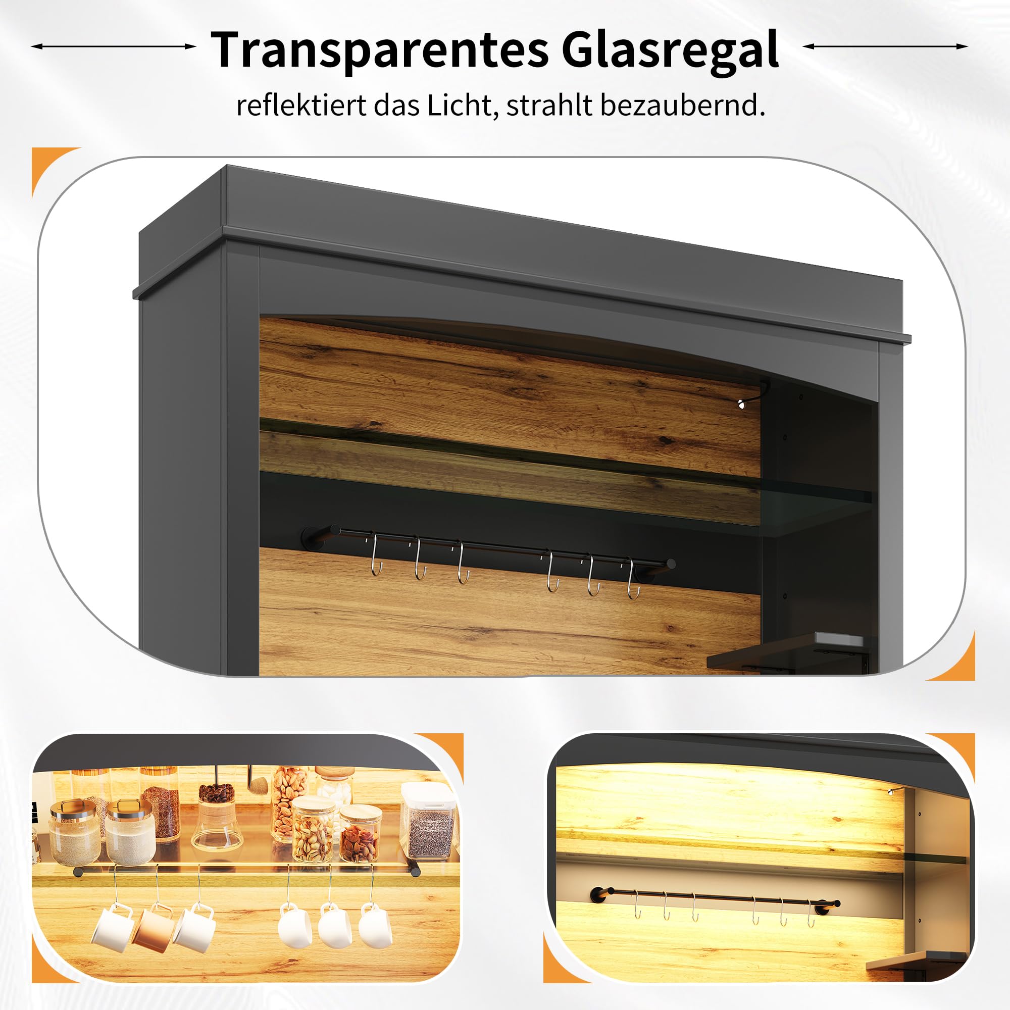 Kebnor Armario de cocina alto (107 x 43 x 184 cm), color negro (107 x 43 x 184 cm)