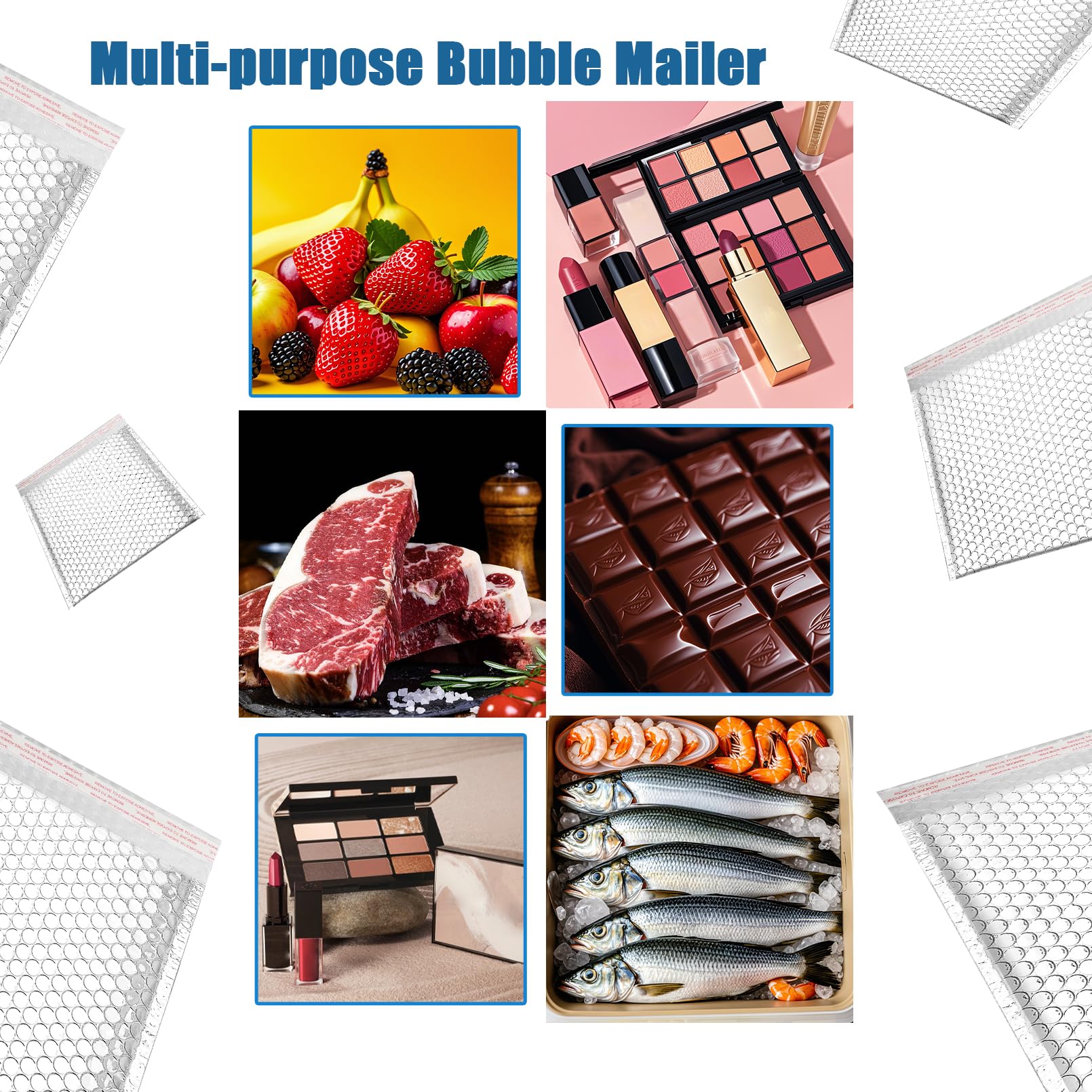 Confezione da 10 buste a bolle d'aria termiche, impermeabili, metallizzate, buste per spedizioni a freddo per alimenti, 32 x 30 cm, buste autosigillanti per spedizioni a freddo