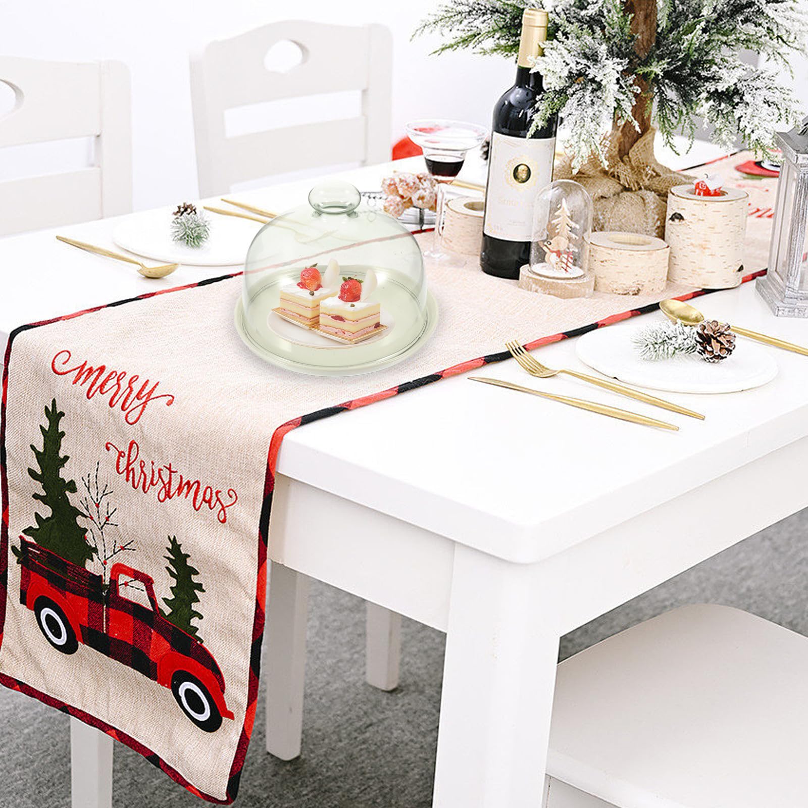 Keramik mit Einfachem Design Kuchenplatte mit Transparentem Glasdeckel und Verschleißfest Eleganter Weißer Servierteller Zufälliger Stil für Hochzeiten und Events