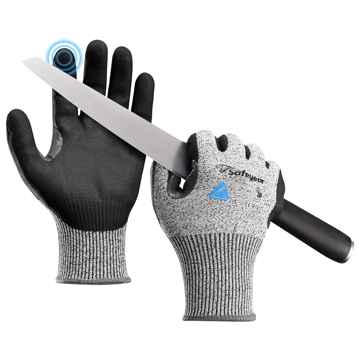 Safeyer clase 5 guantes de trabajo a prueba de Corte para hombres y mujeres, guantes de Seguridad antideslizantes para adultos, guantes de maquinaria pesada blid, granja forestal, construcción