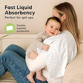 Organic Burp Cloths Baby Boy, Girl - 6-Pack Large Cotton Burping Cloths for Babies, Spit Up Rags, Super Absorbent, Ultra Soft Newborn Rag, Gender Neutral, Machine Washable, Durable (Vessels)