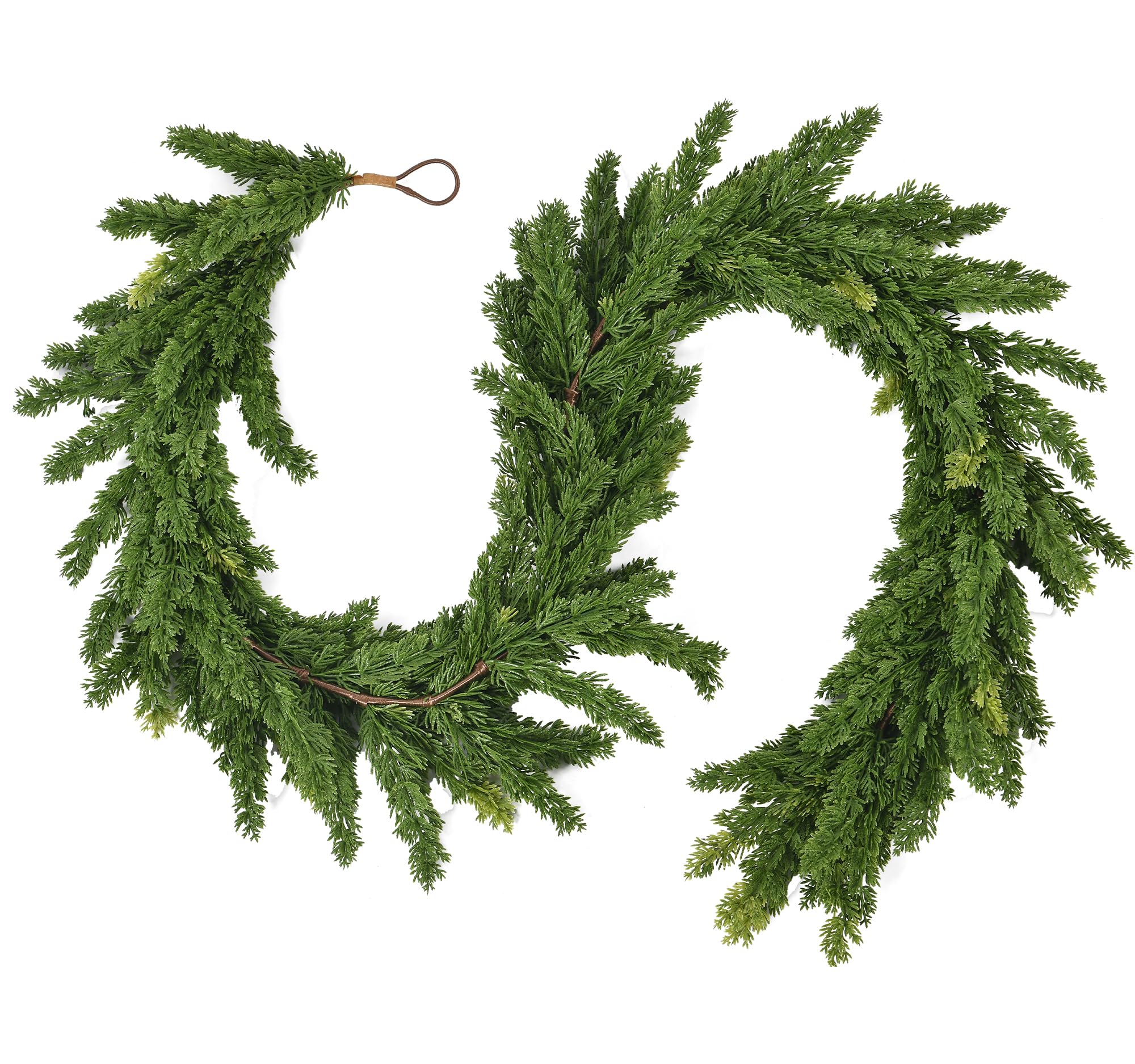 6.2ft christmas cedar garland artificial real touch greenery with thick and lush soft pine needles, realistic faux green garlands for mantle fireplace table indoor outdoor christmas decorations