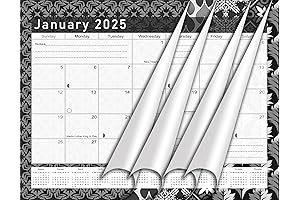 Black and White Wall Calendar 2024: Everyday Planning 12-Month Spiral-Bound 2023-2024 Wall/Desk Blotter Calendar