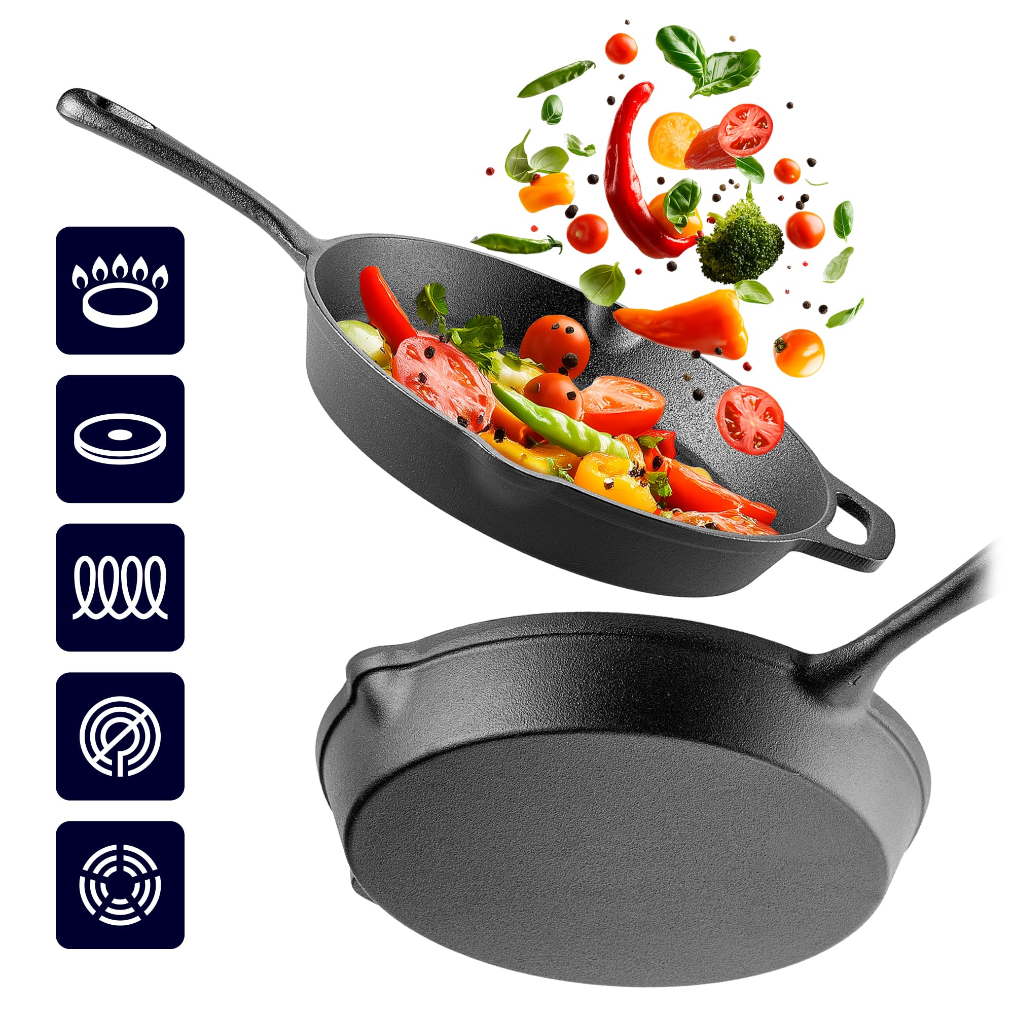 KADAX Sartén de hierro fundido de 15 cm, sartén de hierro fundido, apta para inducción y horno