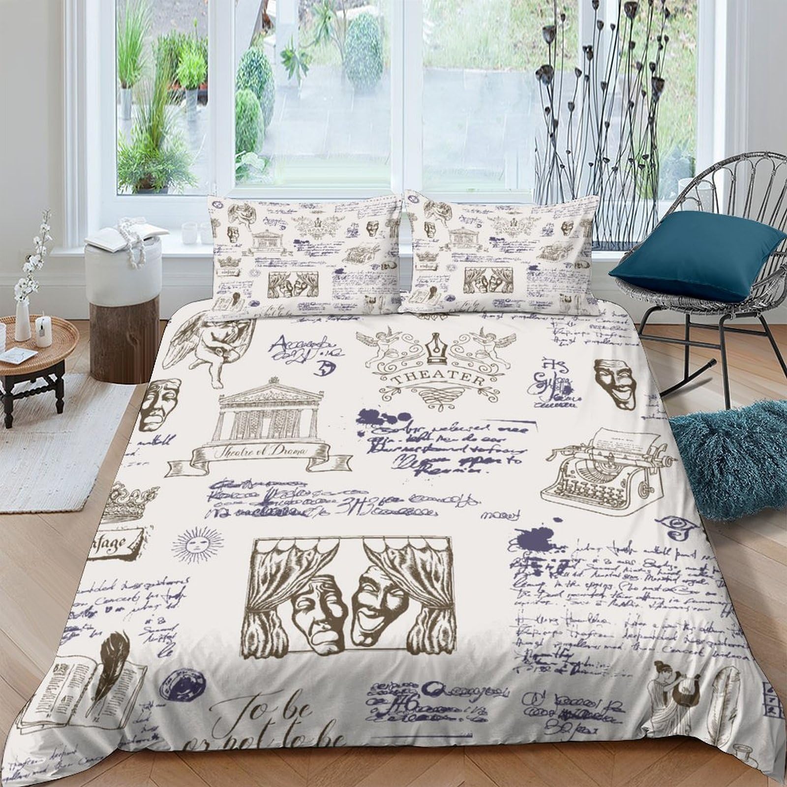 Ctjqhvkz Style-10 3D Printed Vintage Postcard Fitted Sheet Microfiber Soft Illustration Bed Cover For Bedroom Guest Room Decor Single（135X200cm）