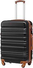 COOLIFE 20 Inch Carry On Suitcase – Hard Shell Lightweight ABS+PC Luggage with 360° Silent Wheels & TSA Lock for EasyJet,Airline Compatible & Weekend Getaways Apricot Black