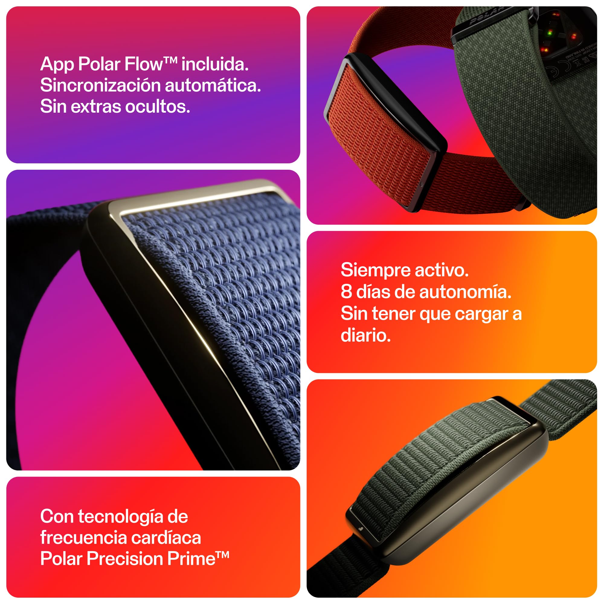 Polar Loop: Wearable de Actividad sin Pantalla con Registro 24/7 de Actividad, sueño y FC, detección automática de Entrenamiento, sin suscripción, 8 días de autonomía.