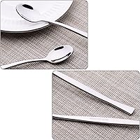 Vista 3 de 8 cucharas de helado de mango largo, cuchara de mango largo de acero inoxidable, 7.28 pulgadas