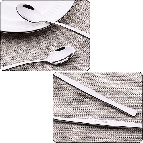 Miniatura 2 de 8 cucharas de helado de mango largo, cuchara de mango largo de acero inoxidable, 7.28 pulgadas