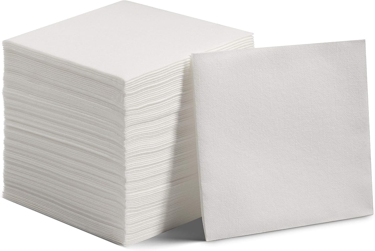 200 Linen-Feel Dessert And Beverage Napkins - Disposable Cloth-Like Cocktail Paper Napkins, Made In USA - Soft and Absorbent For Bar, Restaurant, Café, Wedding, Parties (200-Pack)