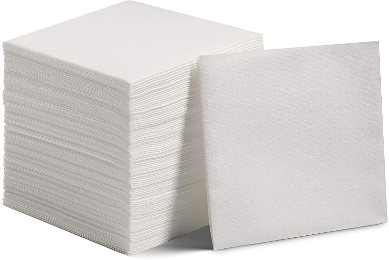200 Linen-Feel Dessert And Beverage Napkins - Disposable Cloth-Like Cocktail Paper Napkins, Made In USA - Soft and Absorbent For Bar, Restaurant, Café, Wedding, Parties (200-Pack)