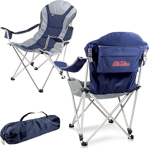 Miniatura 44 de Picnic TIME NCAA Arkansas Razorbacks Reclining Camp Chair - Beach Chair for Adults - Sports Chair with Carry Bag Azul marino con detalles