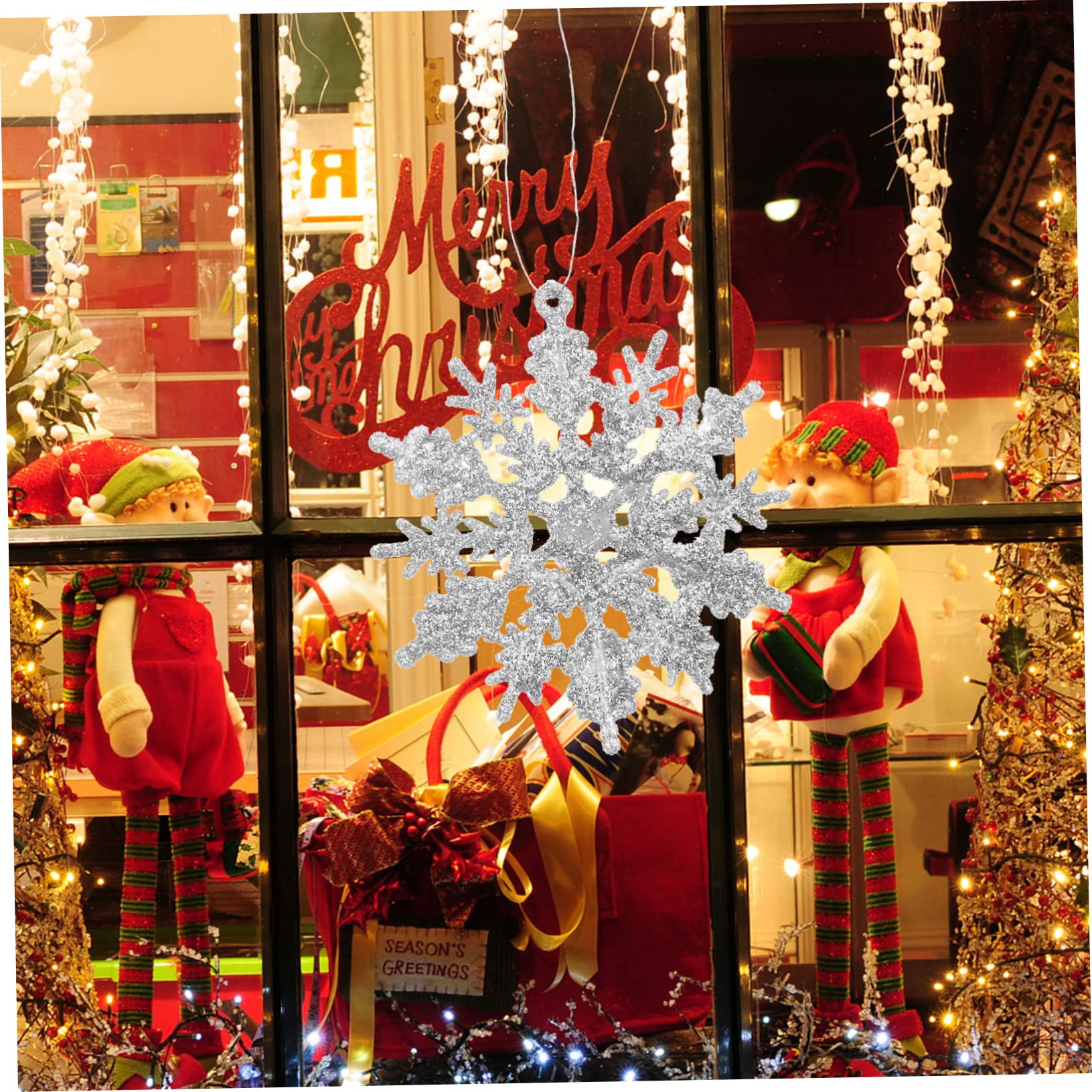 Alipis 180 Pièces Flocons De Neige De Noël Embellissement De Flocon De Neige Décorations De Maison pour La Maison Pendentifs De Noël Décor D'ornement Suspendu De Silver Plastique
