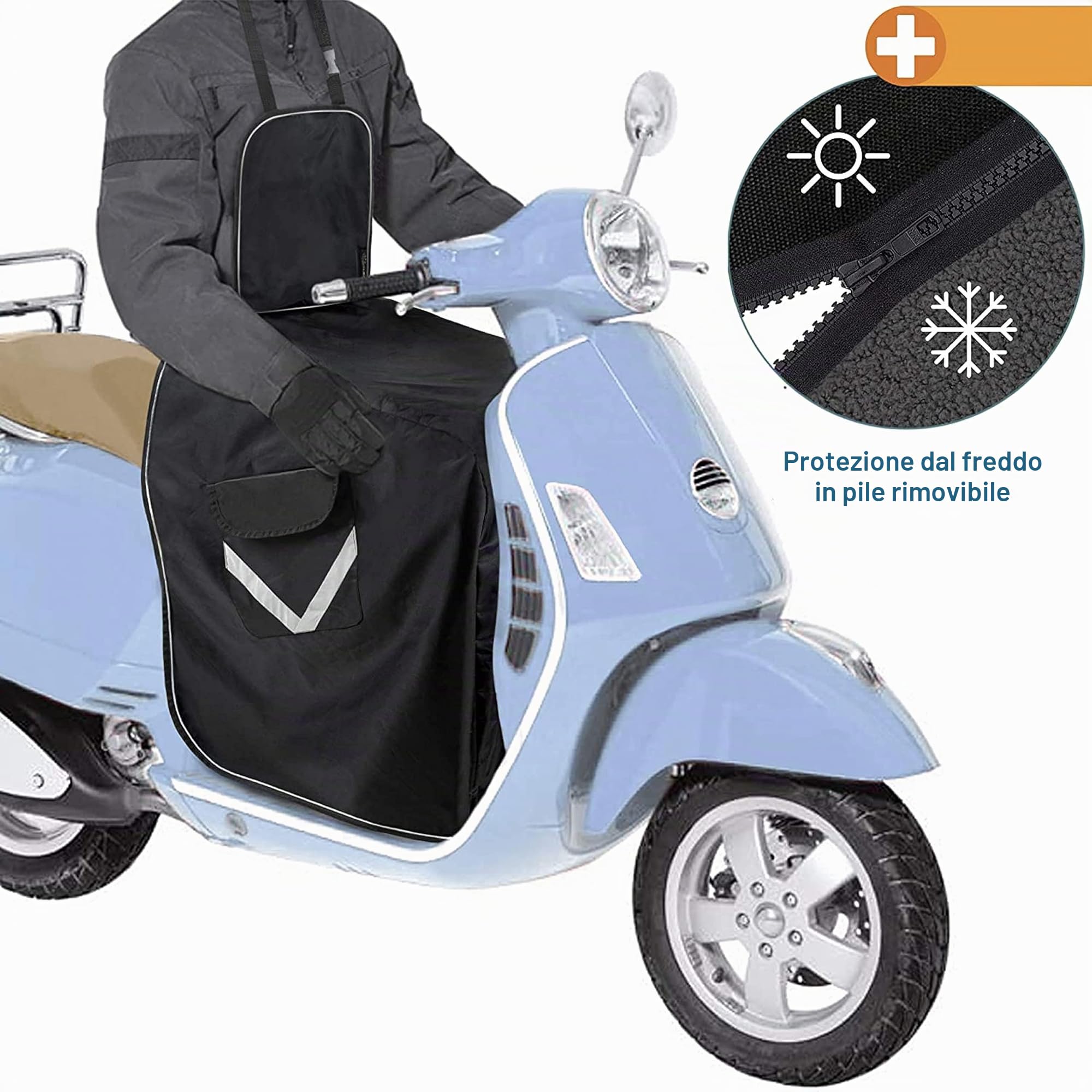Coprigambe Scooter Universale - Copertura Prottetiva per Moto - Parabrezza per Tutti Gli Scooter - Misura Universale - Certificato TUV