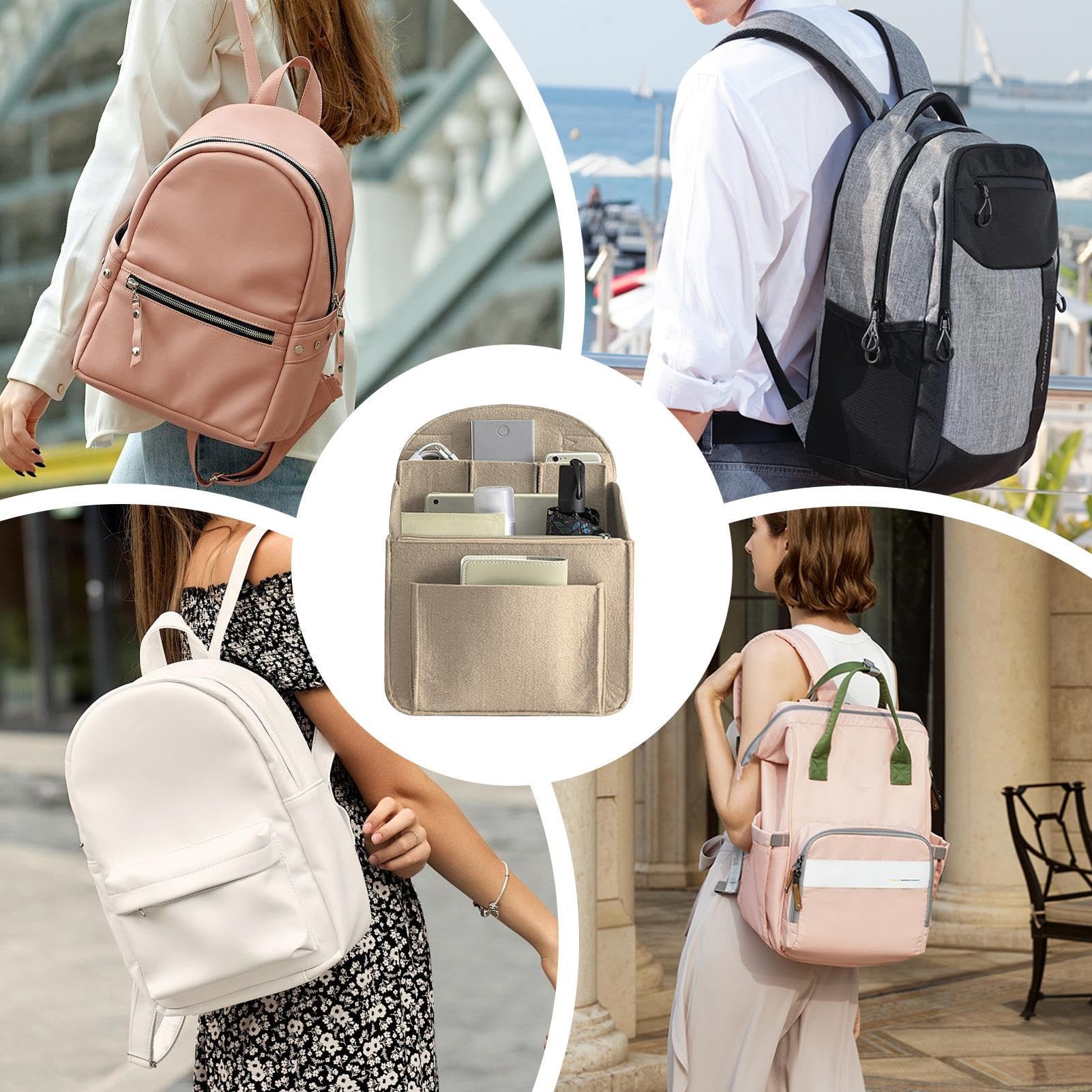 Organizer Per Zaino In Feltro - Inserto Multitasca Per Viaggio, Campeggio E Scuola - 4