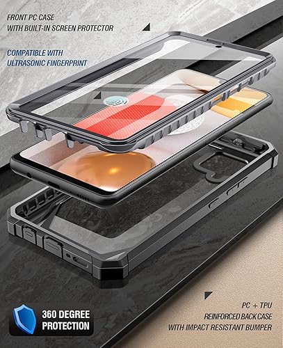 Miniatura 2 de Poetic Guardian - Funda diseñada para Samsung Galaxy A42 5G, protector de pantalla integrado que funciona con identificación de huellas dactilares,