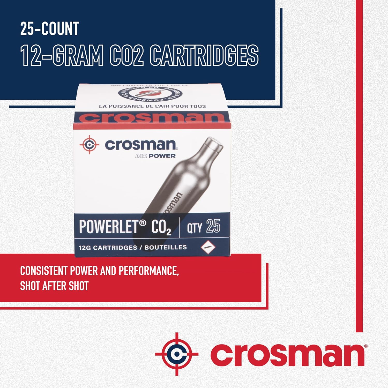 Crosman 25-Count 12-Gram CO2 Cartridges For Air Rifles And Air Pistols 2311-N