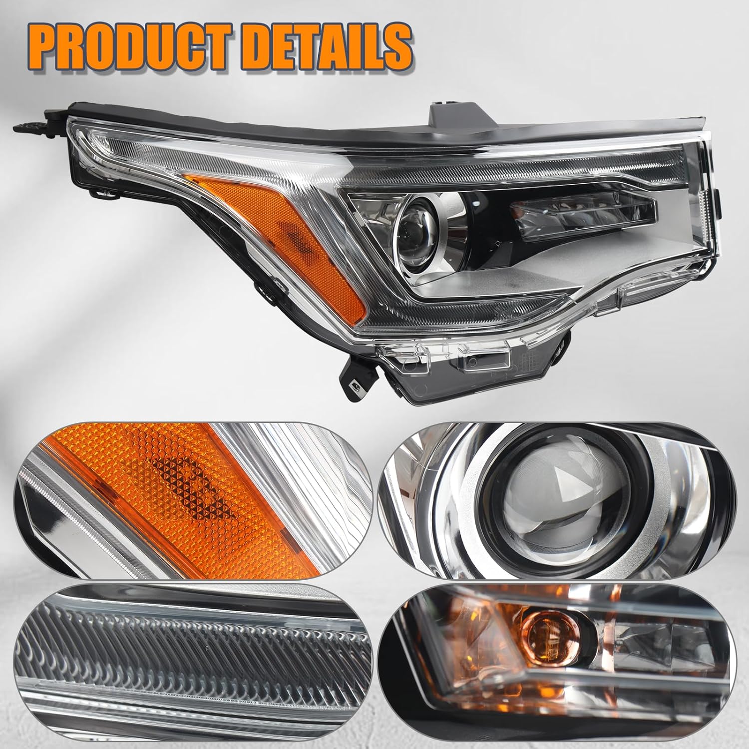 Base-Model RH Headlights W/o LED DRL Chrome Halogen Assembly Compatible with 2017-2019 GMC Acadia Headlamp Right Passenger Side GM2503446 84396068