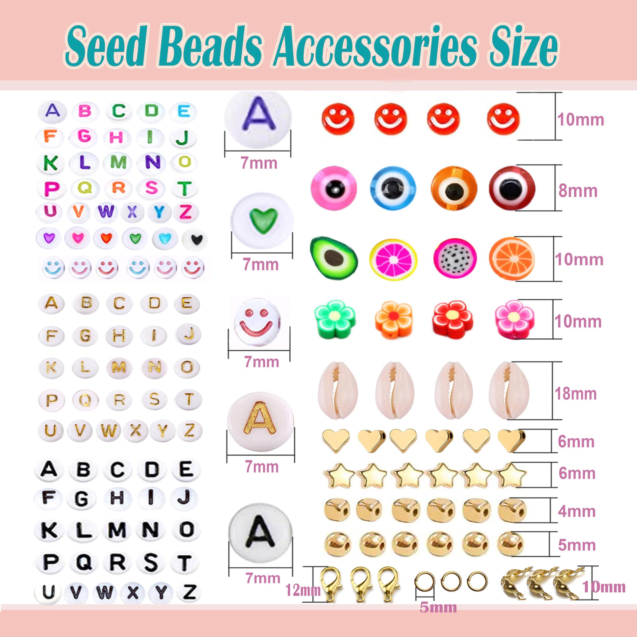 52000pz Kit di Perle Vetro 2 mm 96 Colori, Perline per Braccialetti con Lettera per Braccialetto/Collana fai-da-te, Perline Vetro Perle Colorate con Pinzetta, Forbice e 2pcs 0,5mm Elastic Thread