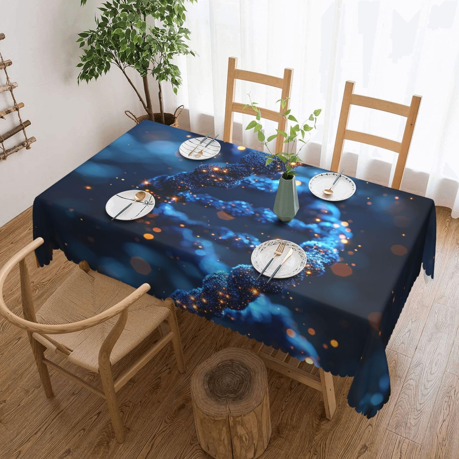 MXZERFKGLA Rectangle Tablecloth 137x183 cm Waterproof Tablecloth for Dining Tables Kitchen Farmhouse Tablecloths DNA Genetic Helix Table Cloth Wrinkle Free Table Cover for Dining Buffet Wedding Party