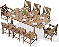 Vista 32 de SERWALL Juego de comedor para exteriores de 9 piezas, mesa de comedor expandible de 60 a 83 pulgadas y 8 sillas de polietileno de alta densidad
