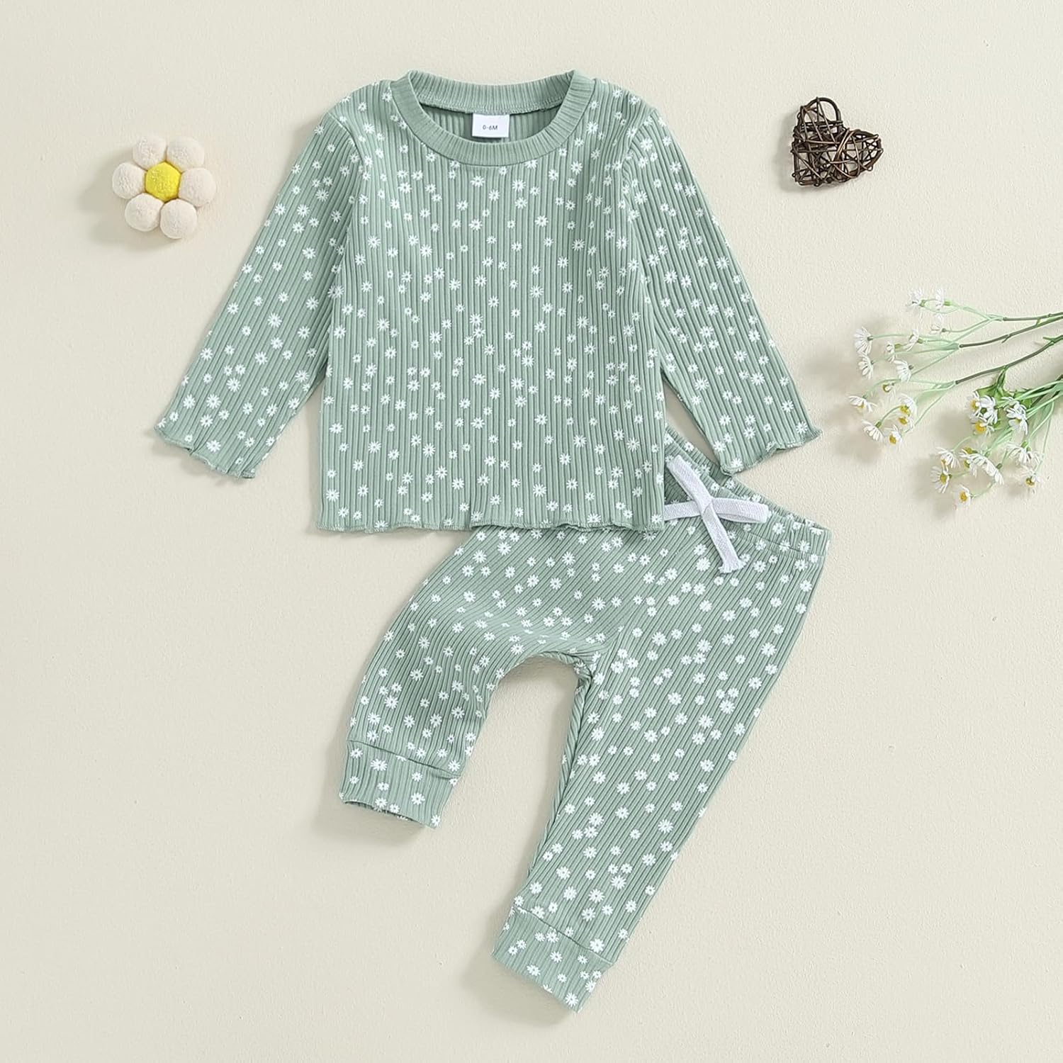 Baby Girl Fall Clothes Set Floral Print Long Sleeve Tops Pants Cute Infant Toddler Outfits 6 12 18 24 Months 2T - Image 2