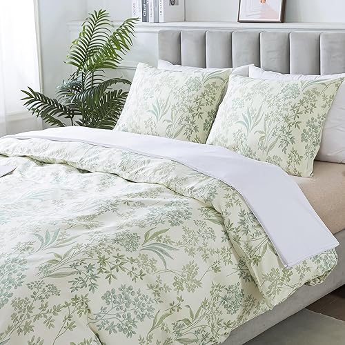 Miniatura 313 de HoneiLife - Juego de funda de edredón floral 100% algodón, 3 piezas, botánica, ropa de cama con cierre de cremallera y lazos en las esquinas