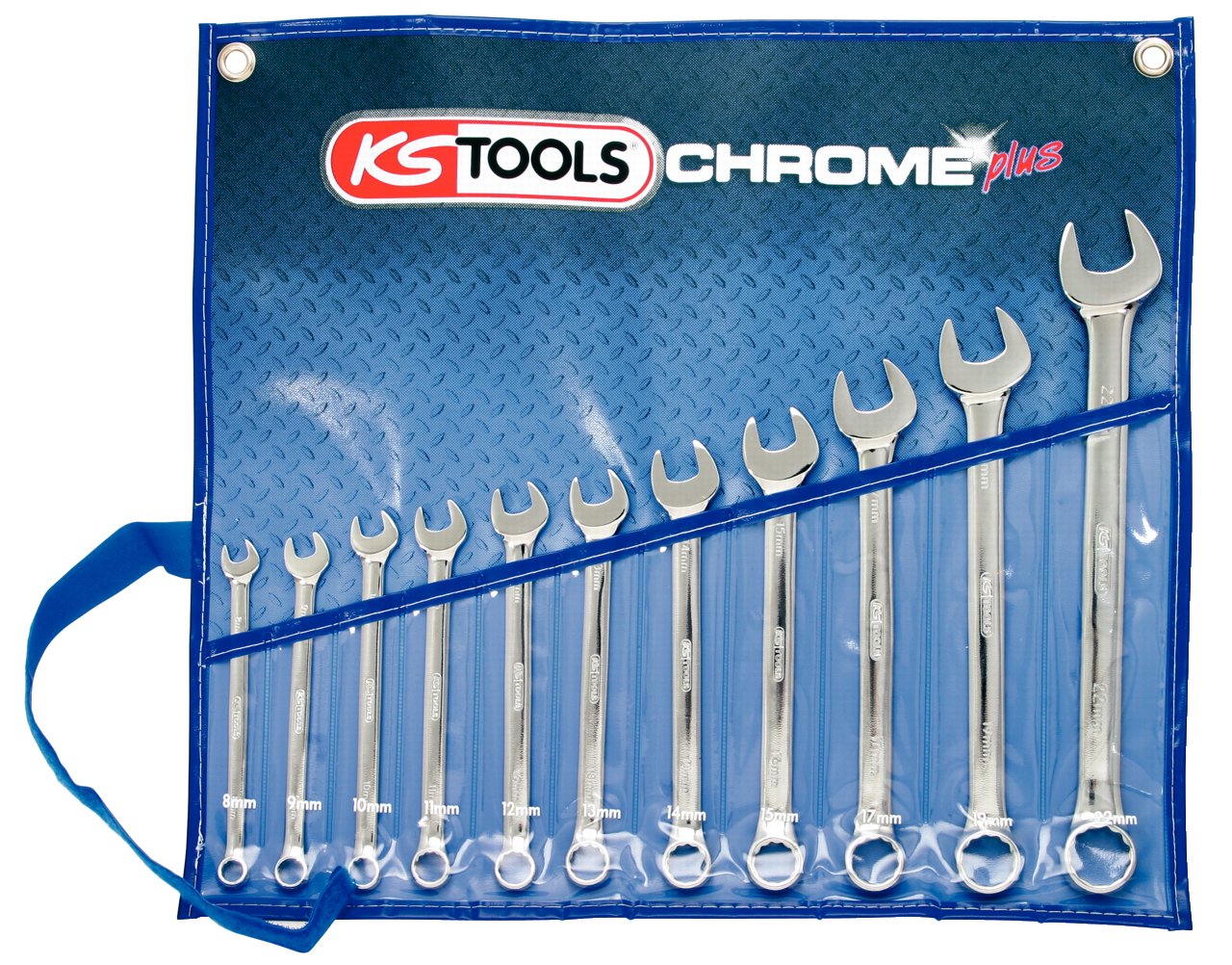 KS Tools 518.0641 CHROMEplus Zestaw kluczy płasko-oczkowych, z odsadzeniem, 11-szt