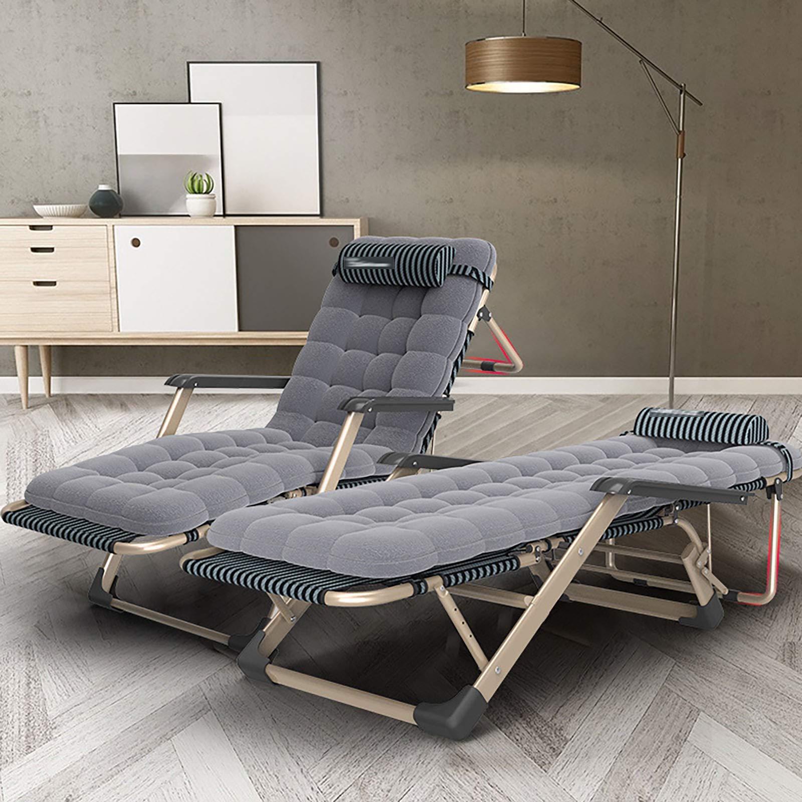 PIWINE Fauteuil inclinable Pliable, Chaise Longue zéro gravité, Chaise Longue d'extérieur, lit de Camping Pliable réglable avec Coussin inclinable pour Plage, Piscine extérieure, terrasse, terrasse,