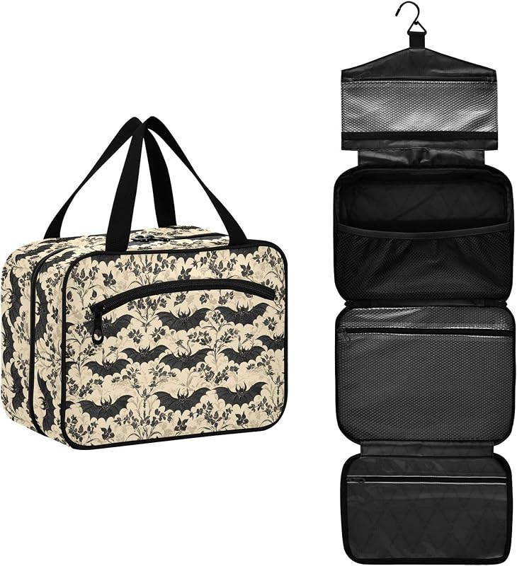 Necessaire suspensa Mnsruu com estampa Bat I13854 e compartimentos, 1 unidade