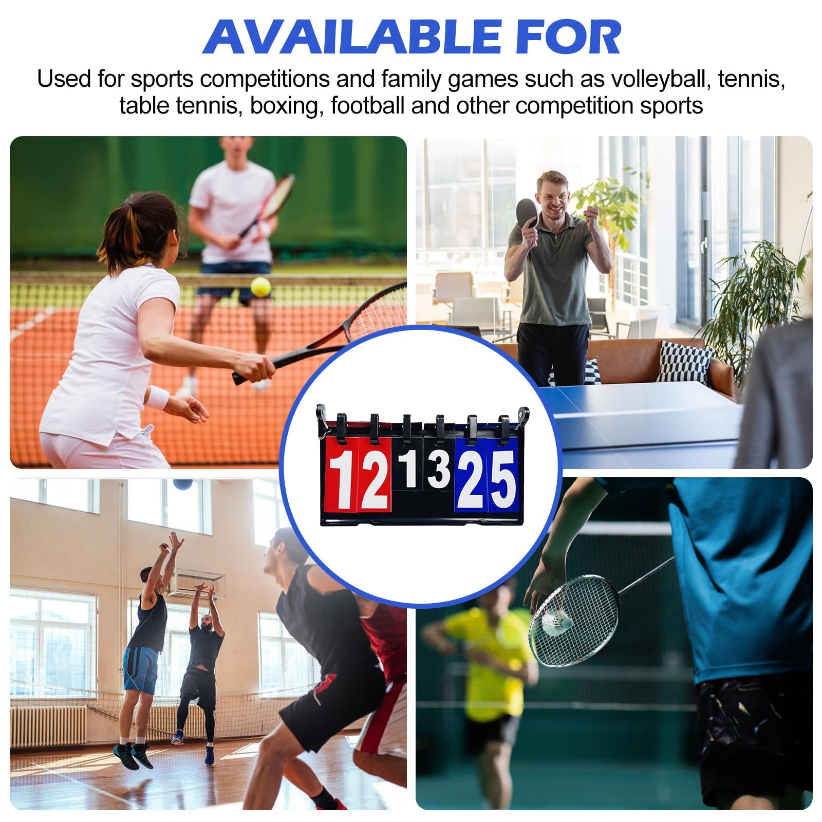 Tabellone segnapunti portatile, con funzione di visualizzazione a 4 cifre, indicatore di livello, contatore punteggio, segnapunti portatile, per pallacanestro, pallavolo, ping pong