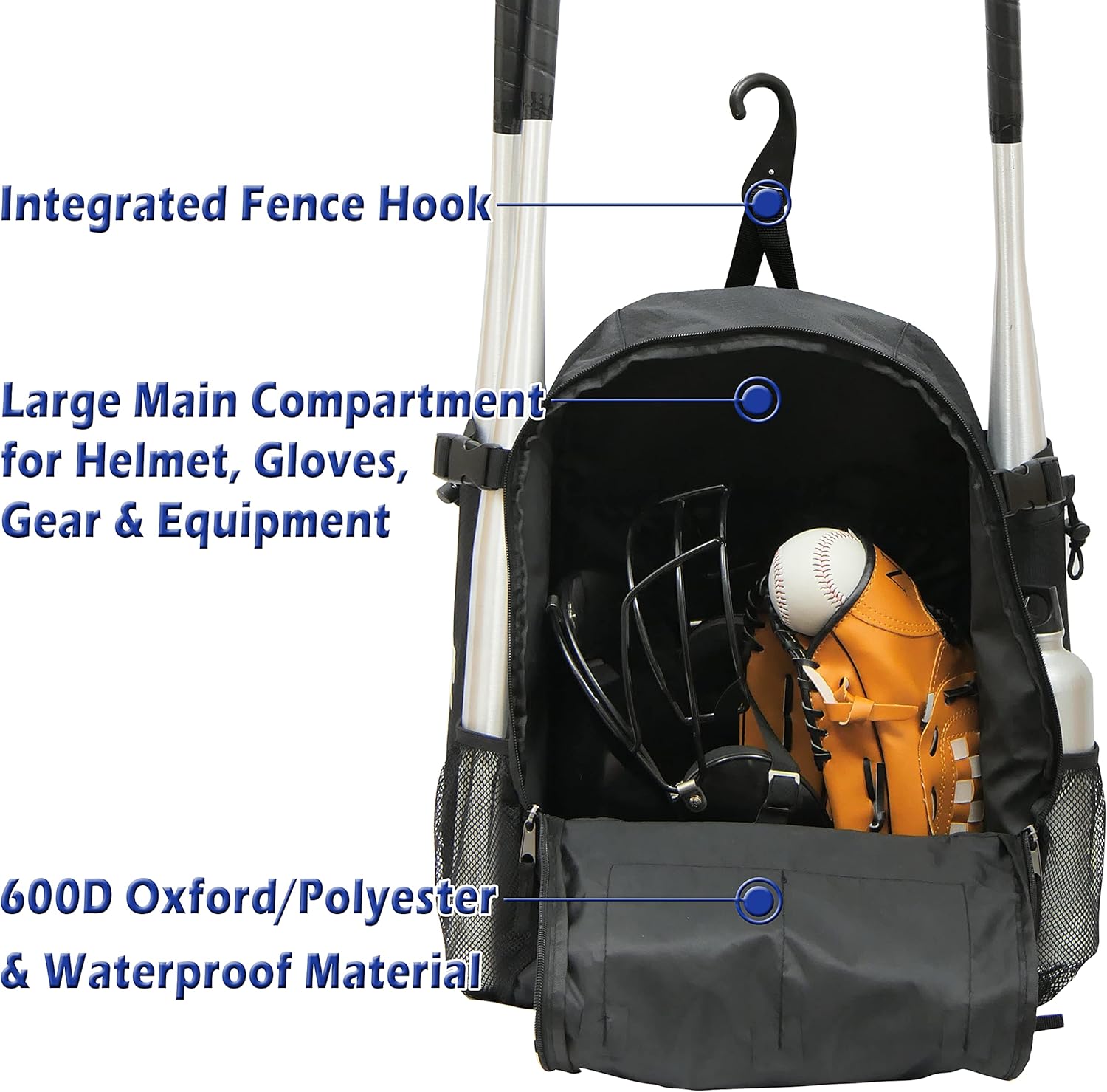 Ksports Baseball Bag Blue- Backpack for Baseball, T-Ball & Softball Equipment & Gear for Youth and Adults - Holds Bats, Helmet, Gloves, Gear - Shoe Compartment & Fence Hook : Clothing, Shoes & Jewelry