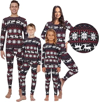 Rocky Christmas Reindeer Thermal Underwear - Pajamas Sets For Full Family Men, Women, Boys & Girls Matching Merry Xmas PJs