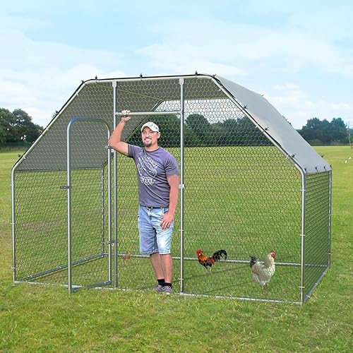 LEMBERI Gallinero de metal grande jaula de alambre galvanizado para aves de corral jaulas de pato para conejos con cubierta impermeable y