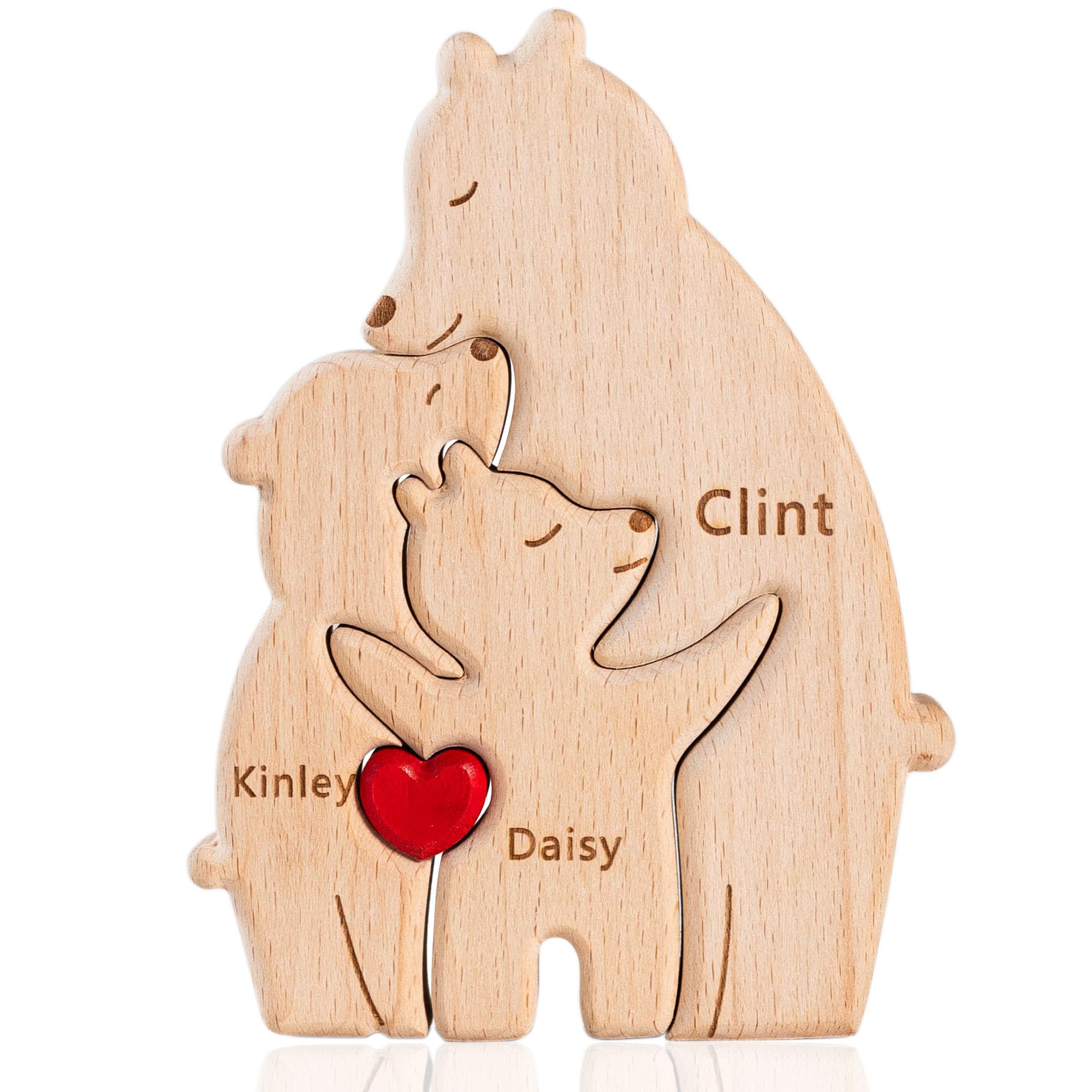 Easycosy Regalo Dia de la Madre, Puzzle Personalizado Familiar de Osos de Madera con 2-7 Nombres, Rompecabezas Personalizados con Familia de Osos, Regalos Decorativos para Mamá, Papá, Navidad