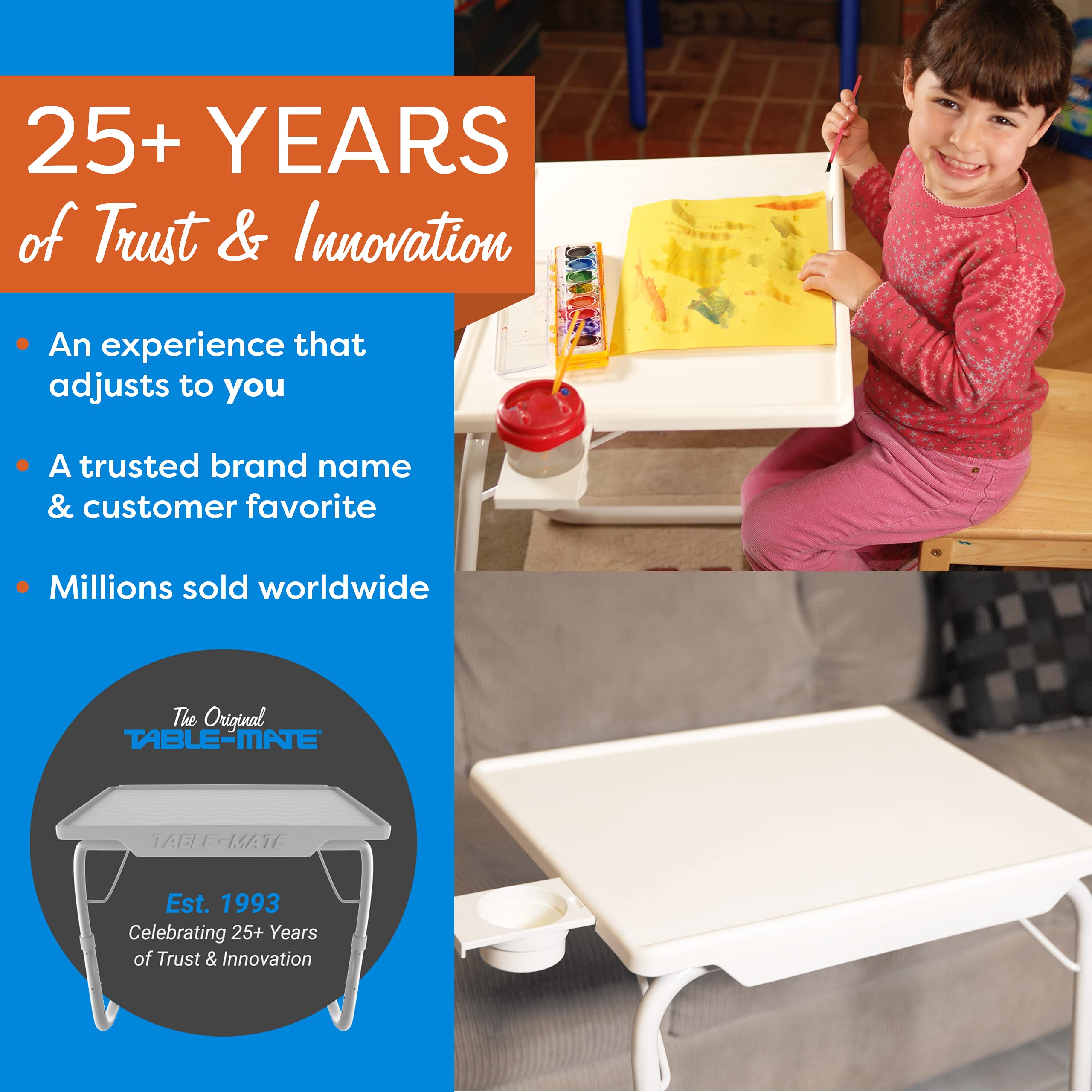 Table Mate II Folding Tables Portable TV Tray Table for Eating & Work