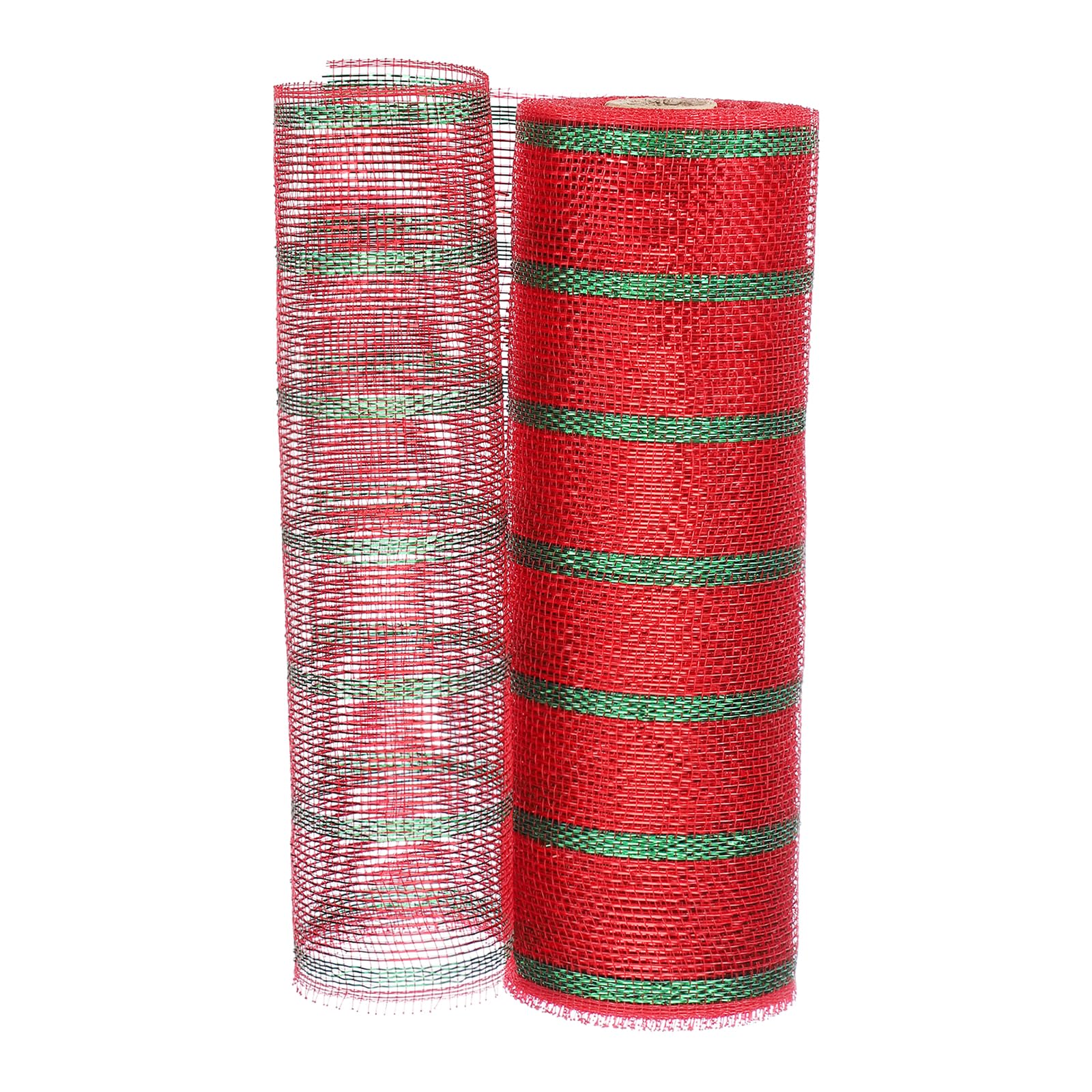 PATIKIL Decorative Mesh Ribbon, 10 Inch x 10 Yard Mesh Ribbon Roll Foil Metallic for Christmas Tree Wreath Decoration Thin Red/Green