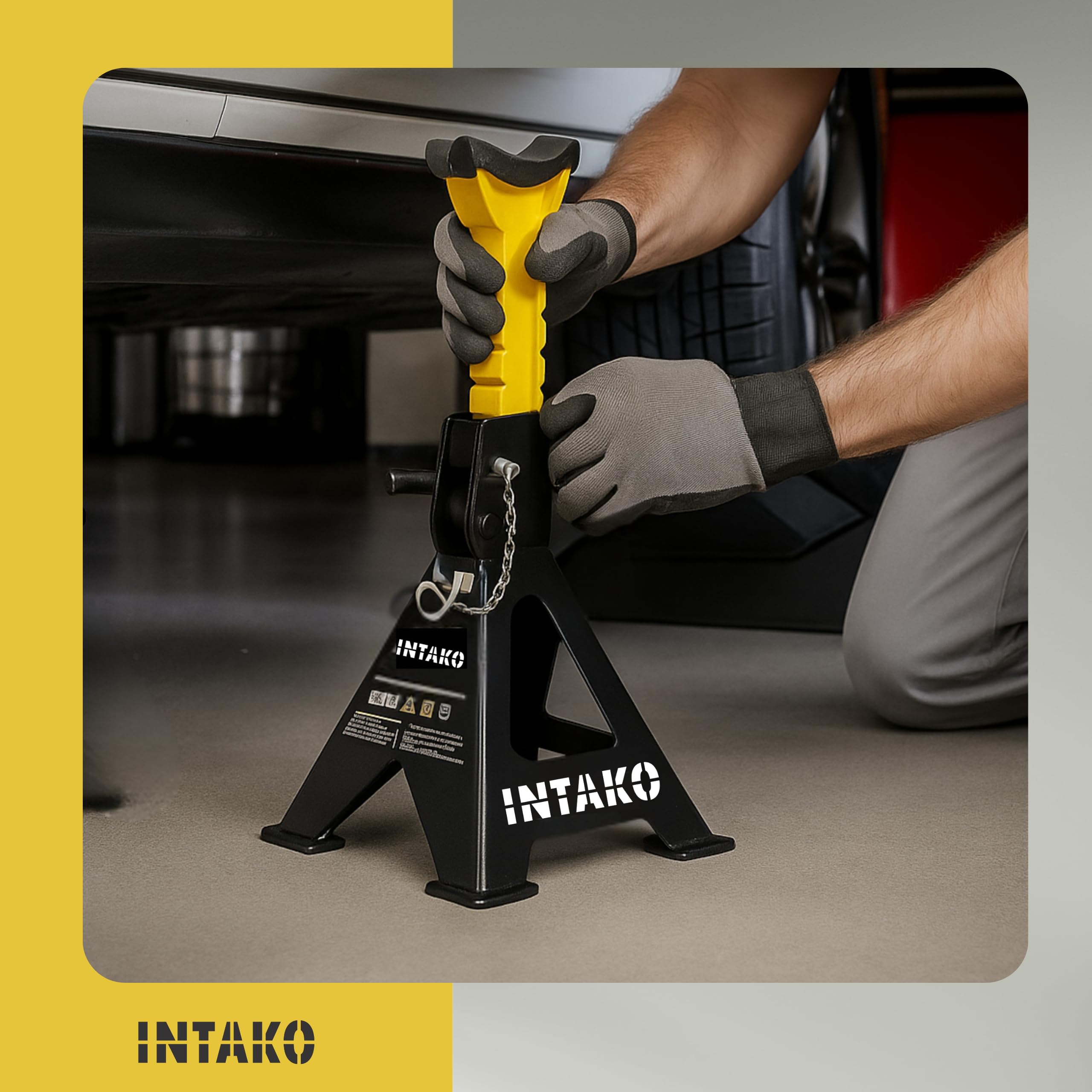 Cavalletti per auto 3T con gomma - set da 2 pezzi - Tuv G resistente per officina