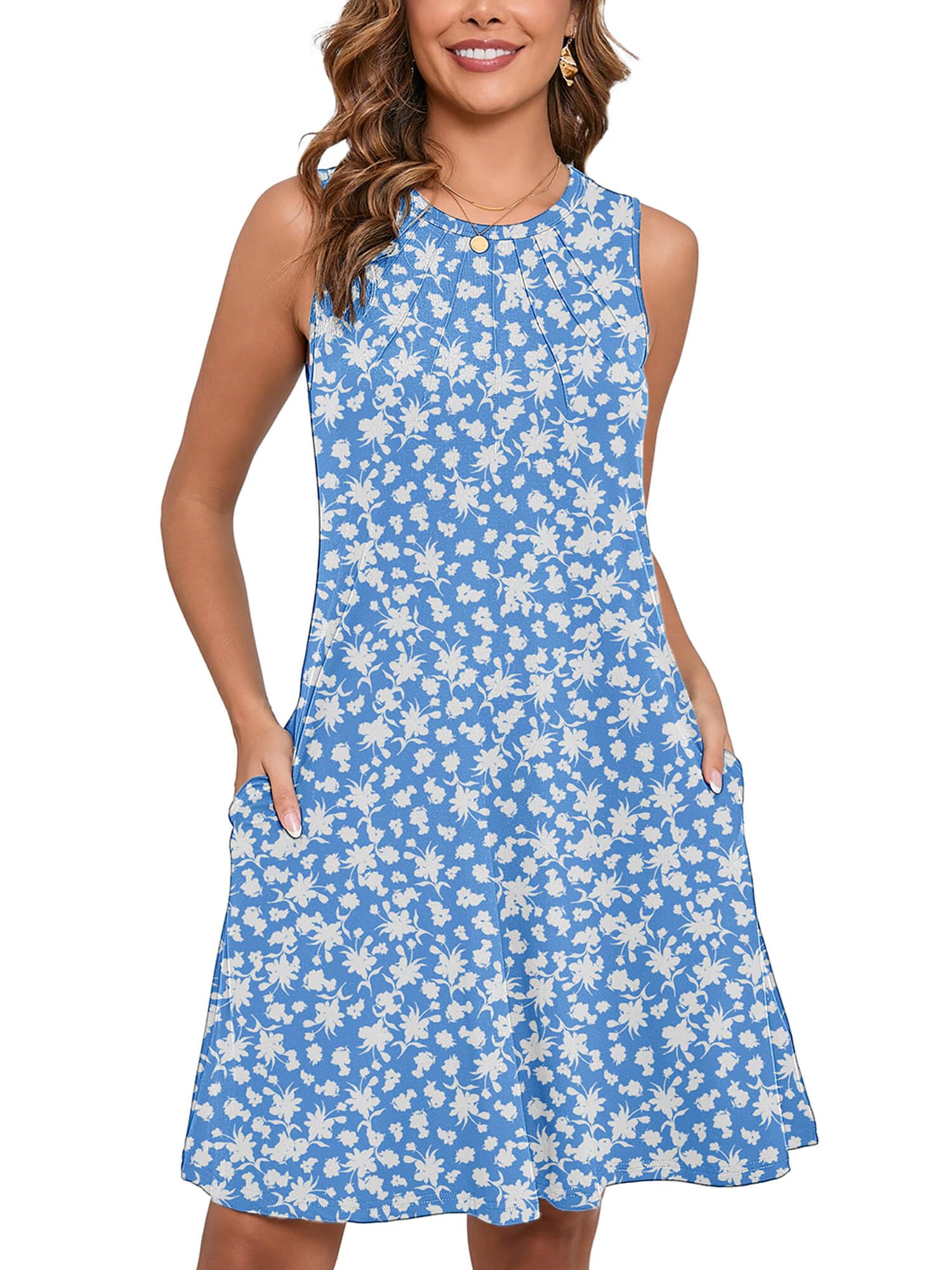 Heymoments Women Sleeveless Summer Beach Dresses with Pockets