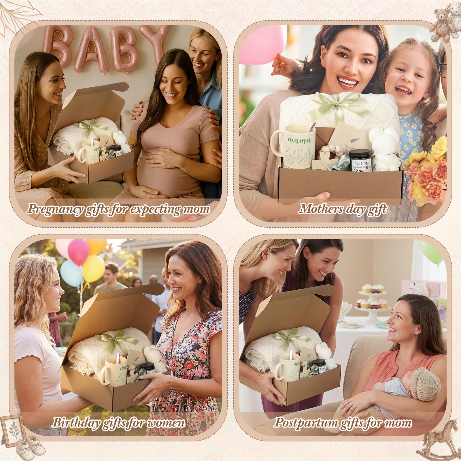 Pacchetto per la cura della mamma dopo il bambino, set regalo per la gravidanza per la mamma in attesa con coperta, tazza per mamme per essere baby shower primo giorno della mamma donne