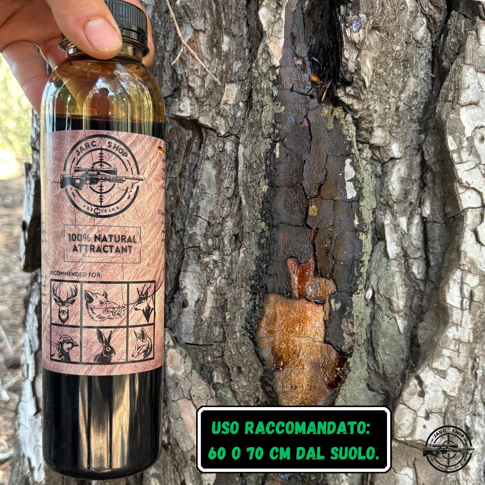 1 unità 500 ml ATTRATTIVO PER CINGHIALI e CATRAME CINGHIALI. Formula naturale ad alta attrazione per cinghiali e caprioli I Azione efficace su cervi e cinghiali I Stimolante per volpi selvatiche.