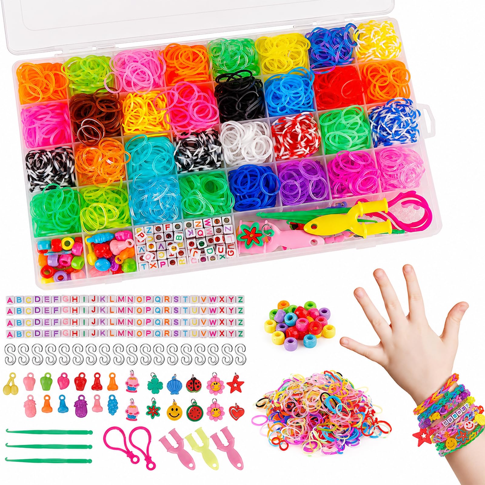 Loom Bands Kit & Rubber Bands for Bracelets – 2500 Pcs Rainbow Elastic