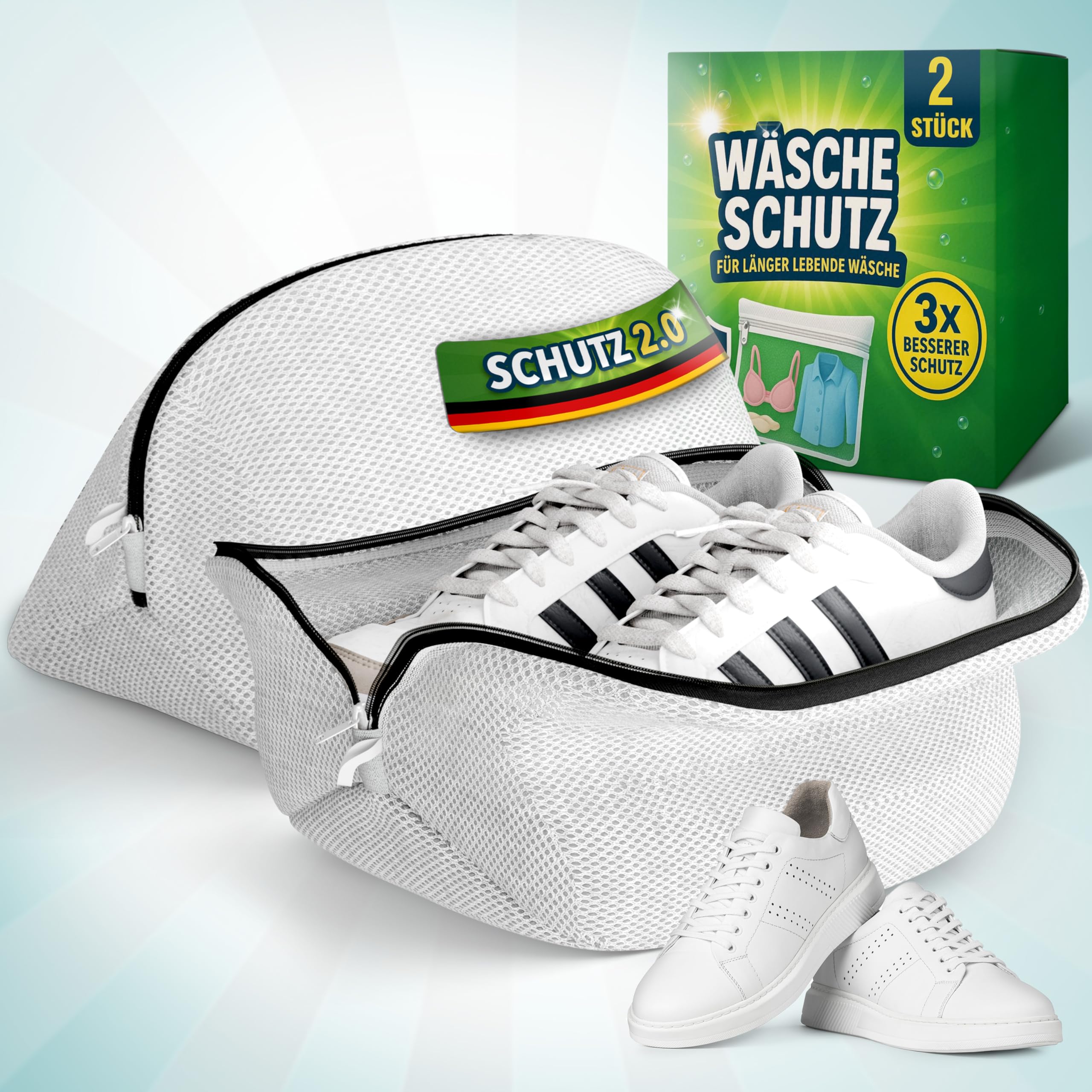 Bodenständig Schonendes Waschen für deine Schuhe (2 Stück) Schuhwaschbeutel Waschmaschine – Wäschesack Schuhe schützt vor Reibung & Schäden – Schuhbeutel Waschmaschine zum Schuhe waschen Beutel