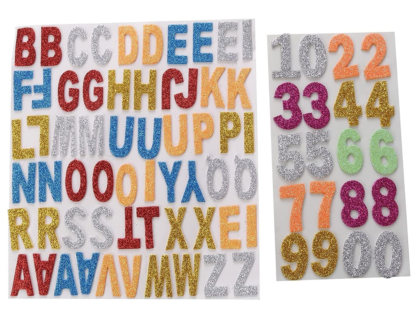 Amazon Brand – Umi Foam Glitter Multicolor 60 Alphabets and 30 Numbers Self Adhesive Stickers