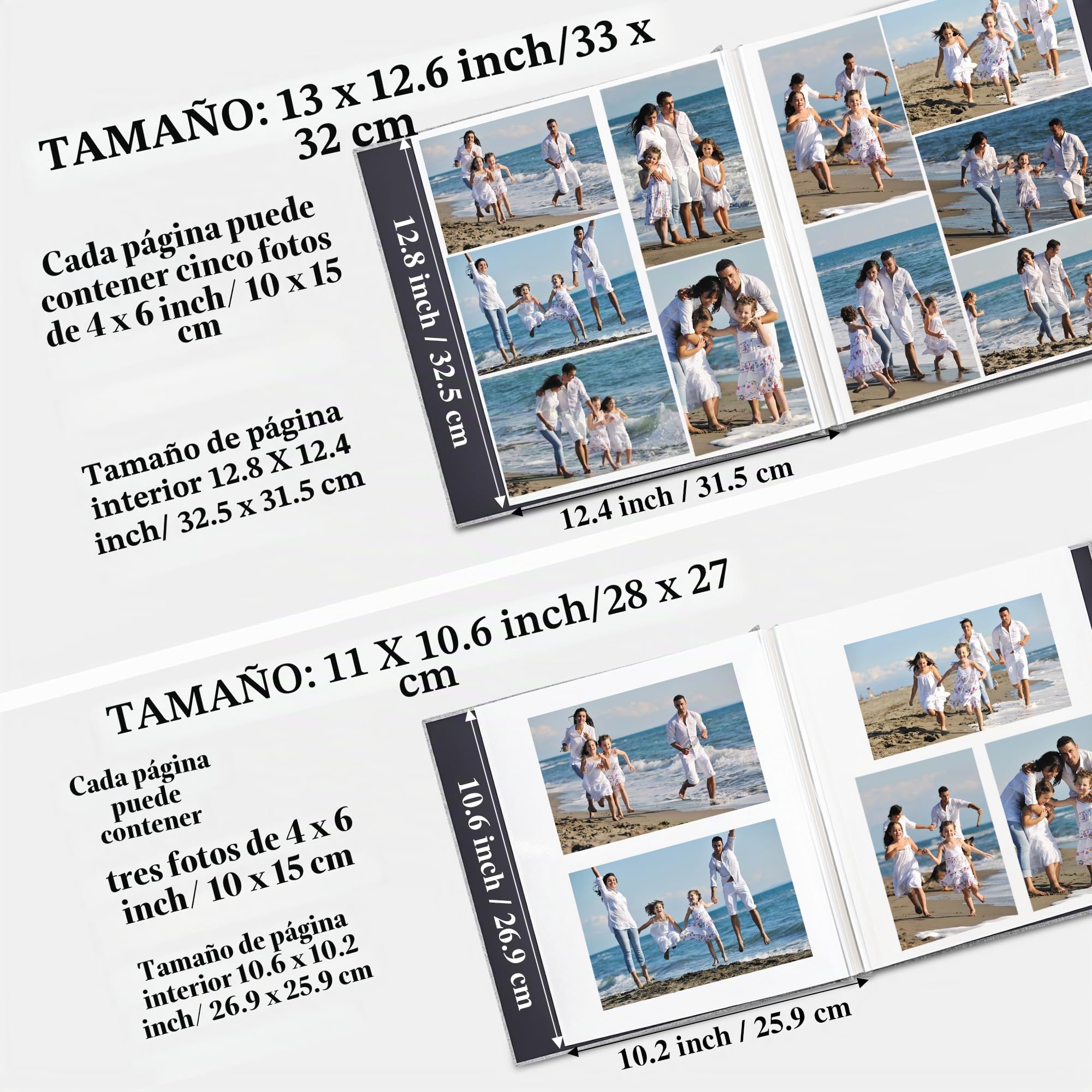 Álbum Fotos Autoadhesivo de Lino 33x32 cm, 60 páginas, Beige | Regalo Boda Aniversario Familiares con Bolígrafo Metálico