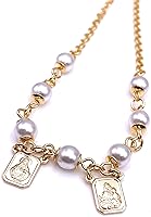 Vista 11 de SIFRIMANIA Collar de escapulario católico con Sagrado Corazón de Jesús y Virgen María milagrosa colgante en cadena de collar