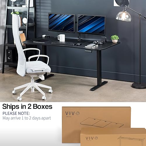 Miniatura 5 de VIVO DESK-KIT-E2B1B - Escritorio eléctrico de pie con motor doble, ajuste de altura de memoria, serie E2B, marco negro superior negro, DESK-KIT-E2B1B